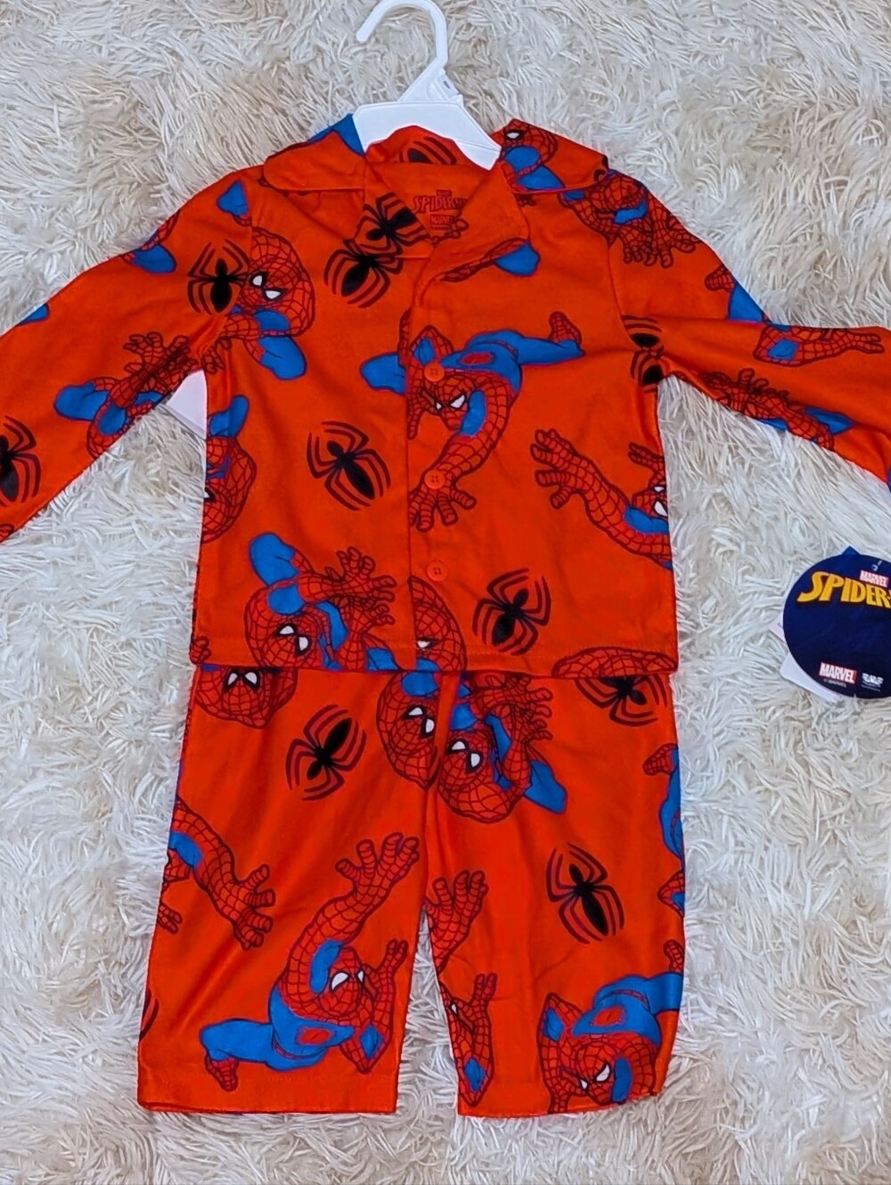 NWT, Spider-Man,2 Pc, Logo, Button Up Shirt W/Pants PJ Set-2T Or 4T